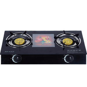 Table de cuisson à gaz portable à double brûleur en verre noir avec allumage électronique pour usage domestique, hôtelier et extérieur - Product Image 1