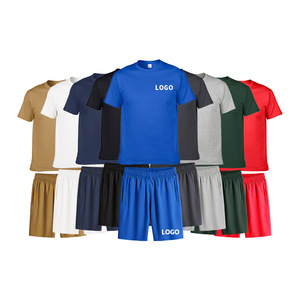 Casual Cotton Short Sleeve T Shirt And Shorts <b>Set</b> With Custom Logo For Sports Men's Two Piece Outfit - Product Image 1