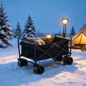Chariot pliable portable, chariot de camping pliable pour l'extérieur, chariot robuste de grande capacité pour la plage, les pique-niques et les sports - Product Image 1