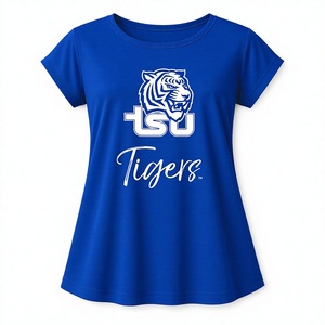 เสื้อยืดผู้หญิงลายเสือสีน้ำเงินแบบขายส่งตามสั่ง – เสื้อยืดกีฬาแขนสั้นสำหรับทีม OEM แบรนด์ส่วนตัว - Product Image 1