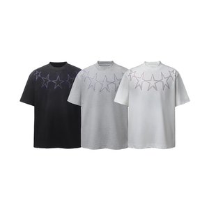 Camiseta de algodón puro de peso pesado para hombre, estilo americano, lavado ácido, desgastada, informal, manga corta, vintage, novedad 2026 - Product Image 4