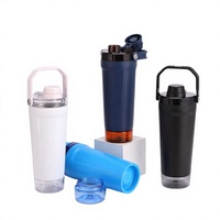 Bouteille shaker active pour mélanges protéinés - Bouteille d'eau isotherme mate de 24 oz avec poignée de transport intégrée et base de rangement