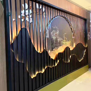 Paravent moderne en acier inoxydable découpé au laser, cadre métallique, écran mural décoratif pour hôtel et restaurant - Product Image 1
