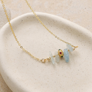 Collier pendentif en pierre naturelle en forme de larme, chaîne en or, pierre précieuse bleue, bijoux unisexes à la mode pour un usage quotidien et en voyage - Product Image 5