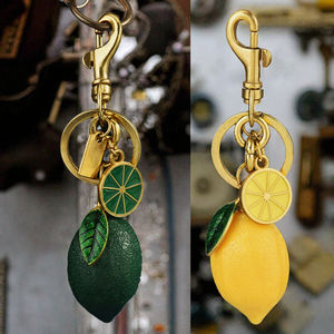 2025 creativo nuevo llavero de <span class=keywords><strong>coche</strong></span> de limón de fruta Real similar a la resina lindo colgante de latón para regalo de fiesta o rifa de llave de pareja - Product Image 5