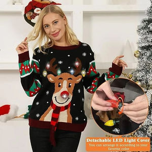 2026 Custom Knitted Christmas Sweater for <strong>Women</strong> Ladies Men <strong>Xmas</strong> Acrylic Adult Ugly Christmas <strong>Jumper</strong> With Led Lights - Product Image 2