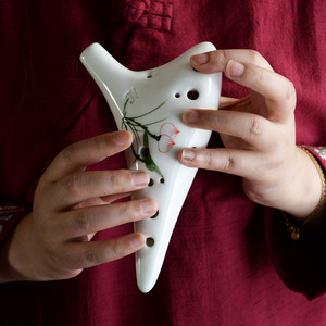 Boutique Hand-painted Ocarina 12-hole AC Professional Beginner <strong>Flute</strong> 12-hole <strong>Alto</strong> C-tone Pottery Playing Instrument
