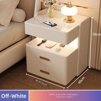 Table de chevet intelligente avec recharge sans fil, mini-réfrigérateur pliable en bois moderne avec tiroir, table basse, mobilier de chambre à coucher