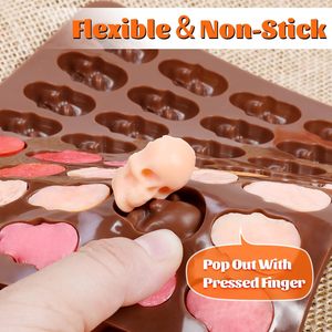 Halloween Mini teschio eco-friendly forno in Silicone stampo antiaderente 1 pezzo caramelle cioccolato cubetto di ghiaccio sapone 2 strumenti per torta - Product Image 4