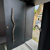 Poignée de porte en laiton, design abstrait fluide, pour portes vitrées d'hôtel, entrée principale, devanture de magasin, quincaillerie robuste de grande taille