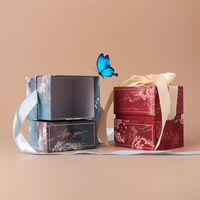 Boîte à tiroirs BRAVO faite à la main haut de gamme personnalisable 101,9g 10x8x11cm avec doublure en éponge enduite, pelliculage brillant, ISO9001, gaufrage UV or