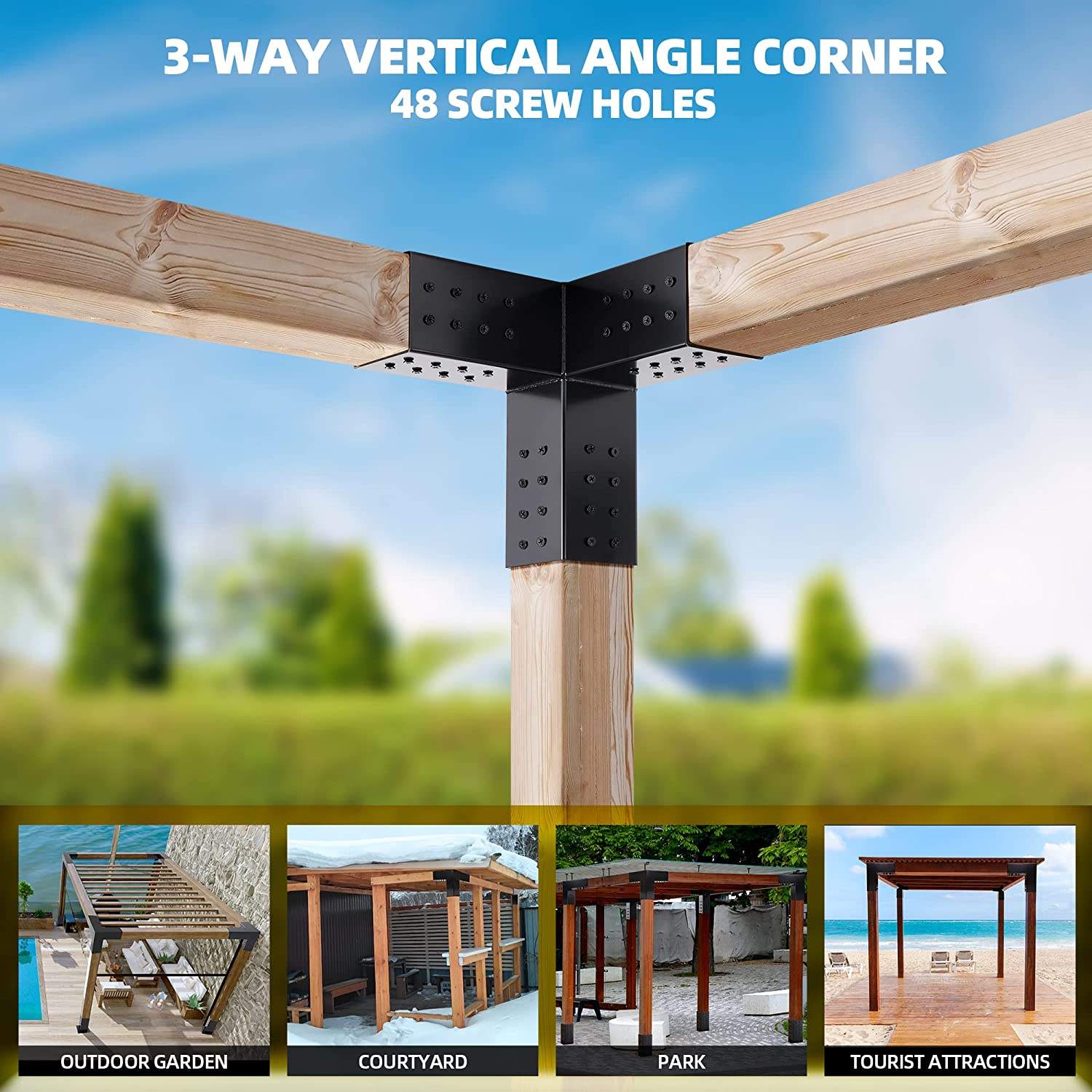 DIY Pergola Kit with 4x4 Steel Brackets, Wood Bracket Kit for