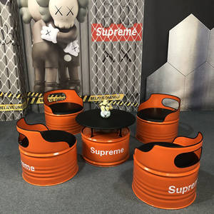 Sofá de Barril de Petróleo Estilo Industrial Popular en Internet, Mesa y Silla de Hierro Forjado para <span class=keywords><strong>Bar</strong></span>, Cafeterí<span class=keywords><strong>a</strong></span>, Tienda de Té con Leche, Oficina, Área de Descanso - Product Image 1