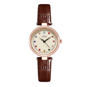 Moda colorido diamante estudiante reloj nicho de gama alta correa de cuero reloj de cuarzo para mujer al por mayor - Product Image 3