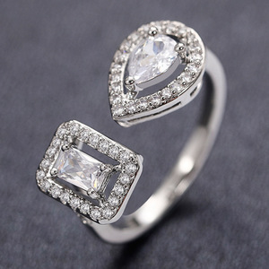 Anello Aperto Geometrico a Goccia Quadrata per Donna, Anello da Dito per Uso Quotidiano - Product Image 1