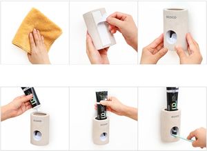 Ensemble d'accessoires de salle de bain biodégradables A2203 en gros, distributeur, support, presse-dentifrice automatique - Product Image 4