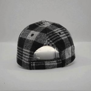 Casquette de baseball personnalisée de haute qualité à 6 panneaux, chapeau en laine à carreaux automne/hiver pour hommes et femmes, réglable avec velcro, tendance - Product Image 4