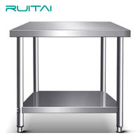 RUITAI table de travail en acier inoxydable cuisine professionnelle étagère de rangement à 2 niveaux étagères