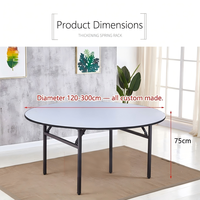 Table de banquet ronde pliante sur mesure, plateau en PVC imperméable, structure en fer antirouille, pieds réglables, pour hôtel, mariage, 1,2-3m