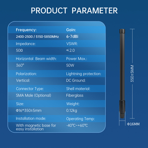 Băng tần kép không thấm nước tầm xa cao 6-7dbi băng tần kép omni-directional ngoài trời 2.4G 5.8G 5G Wifi sợi thủy tinh FRP ăng-ten - Product Image 3