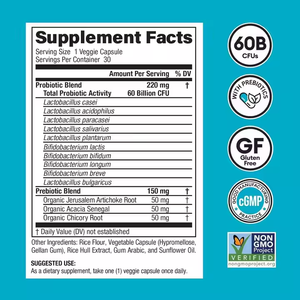 Venta caliente Immune Digestive Support Prebióticos orgánicos digestivos 60 Billion CFU Cápsulas de probióticos para adultos - Product Image 3