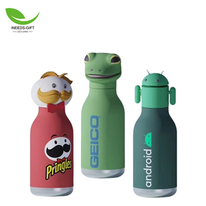 Bouteille d'eau isolée <span class=keywords><strong>en</strong></span> acier inoxydable avec animaux mignons de 350ml <span class=keywords><strong>en</strong></span> gros avec tête souple détachable pour enfants, sans BPA - Product Image 4