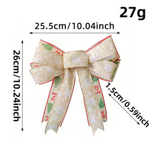 <b>Christmas</b> Printed <b>Ribbon</b> Bow Ornament Double Layer Snowflake Bow <b>Christmas</b> <b>Tree</b> Wreath Hanging Decorations - Product Image 6