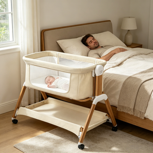 Culla a dondolo premium per neonati e bambini, <span class=keywords><strong>lettino</strong></span> co-sleeping accanto a me, culla per neonati e bambini piccoli - Product Image 4
