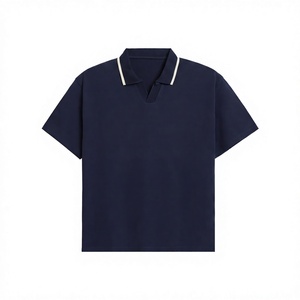 เสื้อเชิ้ตแขนสั้นสีกรมท่าสำหรับผู้ชาย SYNC พิมพ์ลายโลโก้ด้านหน้า ผ้าฝ้ายทอเนื้อนุ่ม ระบายอากาศได้ดี กันยับ บริการ OEM ทรงปกติ - Product Image 1