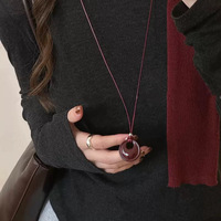 Collier coréen sportif à pendentif géométrique en alliage noir, chaîne longue unisexe de luxe pour sweats à capuche, Nouveautés 2025