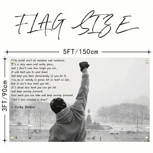 Bandera Motivacional e Inspiradora con Citas de Rocky Balboa, Sol y Arcoíris, 3x5 Pies, con Ojales de Latón Brillante, Decoración para Exteriores - Product Image 2