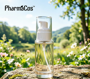 Dispenser in Vetro Cilindrico da 40ml con Pompa, Contenitore Ricaricabile Antigoccia per Detergente Viso <span class=keywords><strong>e</strong></span> Olio da Massaggio - Product Image 1