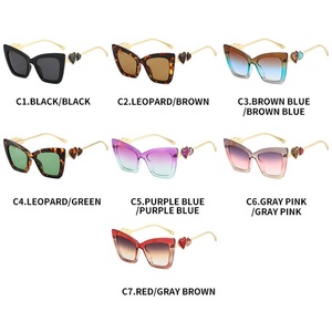 Nouvelles lunettes de soleil tendance pour femmes, monture surdimensionnée œil de chat, protection UV400, décoration moderne en forme de cœur, luxe - Product Image 4