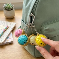 ABS Press-to-Light Steamed Bun Dumpling Keycap Keychain Mechanical-Feel Stress-Relief Pendant Creative and Cute Key-Bag Charm