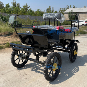 Popular 4-Wheel Steel <b>Frame</b> Horse Cart for Ponies Small Horses | Durable Carriage Foot Brake Handbrake for Training Recreational - Product Image 3