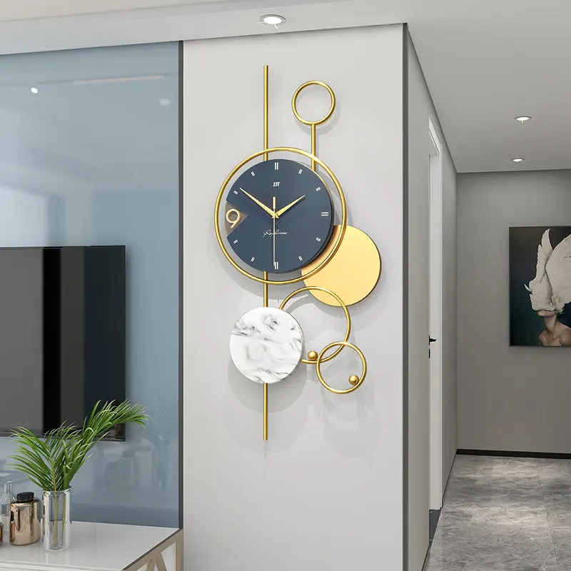 JJT Moderno Metal Nórdico Decorativo 3D Oversize Minimalista Relógio de Parede para Sala de Estar Decoração de Casa de Luxo