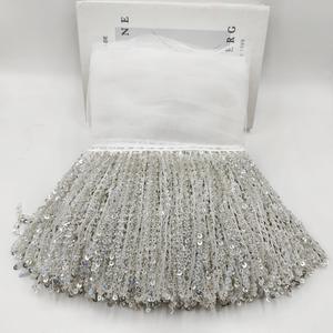 Tendencia 16cm transparente con cuentas lentejuelas borla flecos encaje colorido plata lentejuelas borla recorte <span class=keywords><strong>novia</strong></span> para vestido ropa - Product Image 3