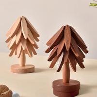 Table à manger créative moderne en bois anti-brûlure pour sapin de Noël résistant à la chaleur sous-verre en noyer noir isolant