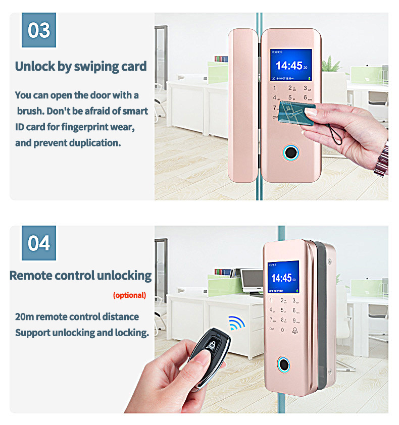 High-quality glass door fingerprint lock APP remote unlocking record multi-purpose security intelligent lock electronic smart