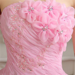 Vestido <span class=keywords><strong>de</strong></span> novia <span class=keywords><strong>de</strong></span> color Tallas grandes Perla Lentejuelas Bordado Sin tirantes Hasta el suelo Vestidos <span class=keywords><strong>de</strong></span> novia <span class=keywords><strong>Pastel</strong></span> Vestido <span class=keywords><strong>de</strong></span> novia <span class=keywords><strong>para</strong></span> <span class=keywords><strong>mujer</strong></span> - Product Image 3