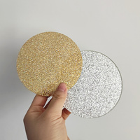 Sous-verre rond en acrylique pailleté en gros, sous-verre personnalisé en lucite avec plateau de rangement
