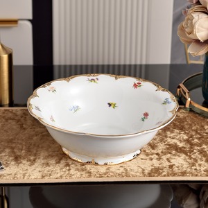 Assiette en porcelaine à bord doré, motif végétal écologique, coffret cadeau vintage pour la maison et les cadeaux - Product Image 3