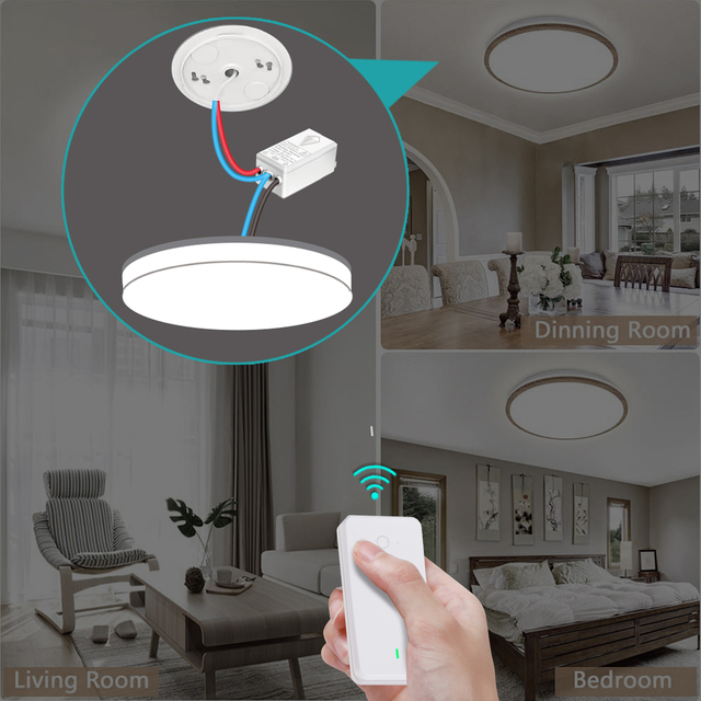 Wireless Light IP66 Switch and 10A Receiver Kit No Wiring Required Remote Control Lighting for Led Ceiling Lights and Lamps