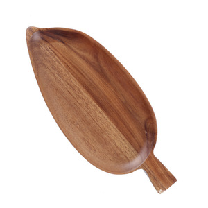 Acacia Wood Leaf Shaped <b>Tray</b> Solid Wood Household Serving Plate For Bread Fruit <b>Tea</b> Japanese Style - Product Image 3