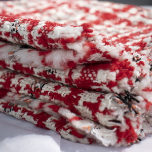 Vải Tuýt Hoa Màu Be Thiết Kế Phổ Biến Len Sọc Ca Rô Màu Đen Trắng Cho Vỏ Đệm - Product Image 2