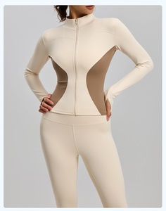 Color Matching Slim Slimming Yoga <b>Jacket</b> Women's <b>Running</b> Sports Fitness Four-Way Stretch Color Blocking <b>Lightweight</b> Workout - Product Image 2