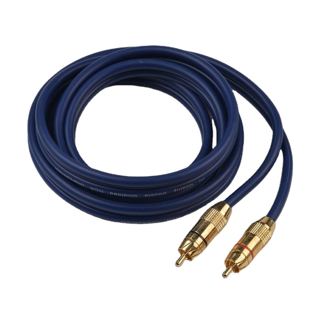 Ps-R8, Dark Blue 2R-2R Metal Golden Rca Cable Interconnect Cable Car Audio Video Cable for Car Audio