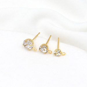 Pendientes de botón con cristales de diamantes de imitación en forma de bola, engaste de garra, plata de ley 925, chapados en oro de 18 quilates, para uso diario, joyería unisex - Product Image 3