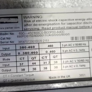 อินเวอร์เตอร์ Best Parker AC690 All Series ระบบควบคุมความถี่สามเฟสสำหรับอุตสาหกรรม รุ่น 690-432300C0-B00P00-A400 - Product Image 2