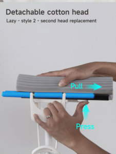 Serpillère éponge auto-essoreuse Realida avec manche extensible en acier inoxydable, auto-nettoyante et réutilisable pour le nettoyage des sols en mélamine - Product Image 4